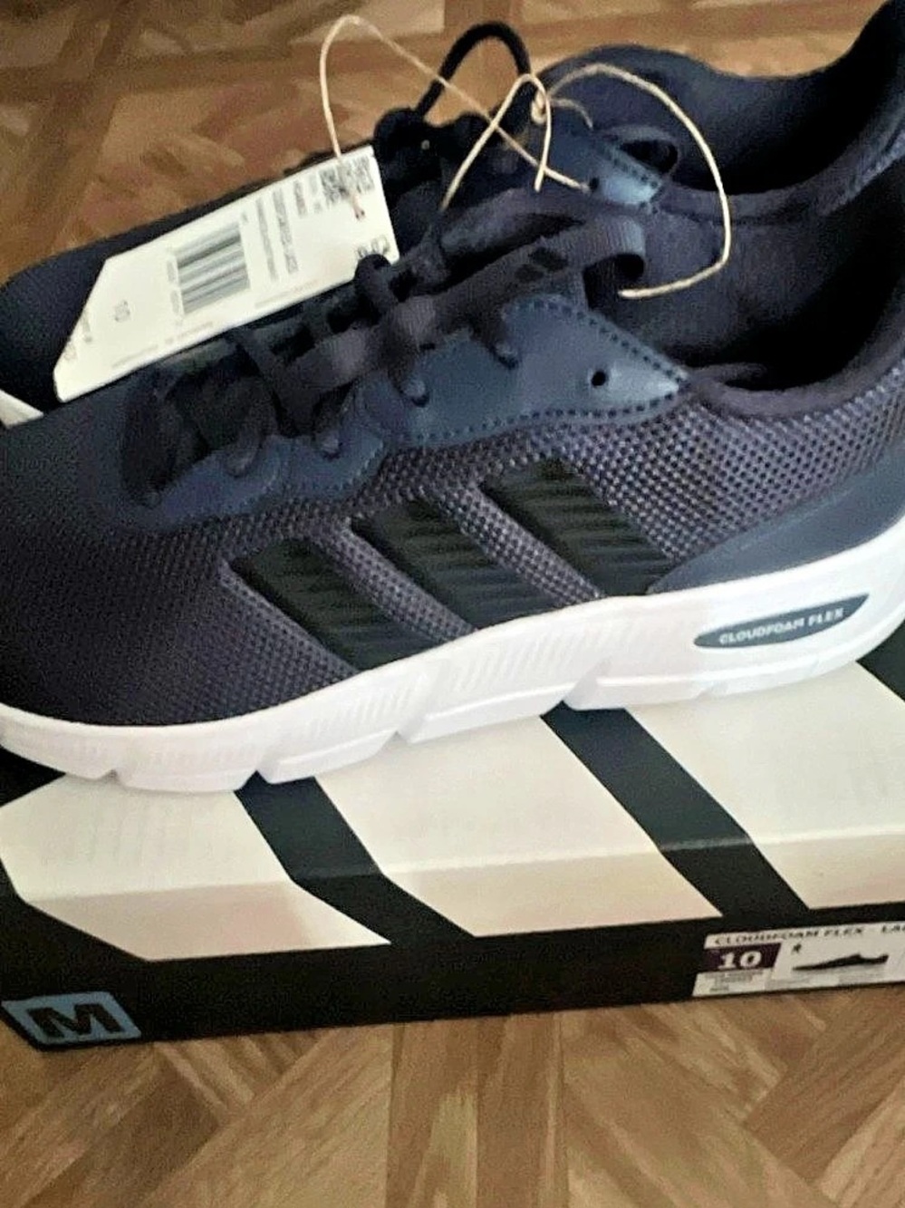adidas Cloudfoam Flex - Laces Men's Athletic Shoes Navy, black & White US 10 NWT